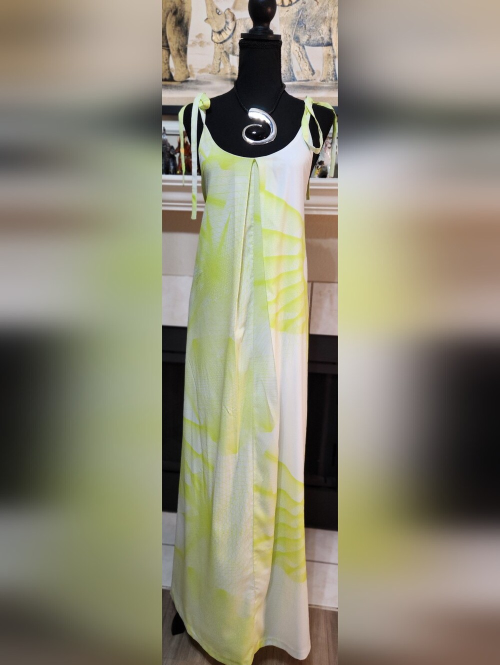ASOS Curve Pale Yellow-Green Tie-Shoulder Ombre Maxi Dress